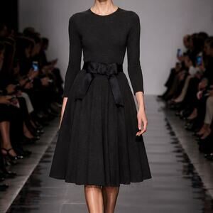 Lanvin Paris Alber Elbaz Full Skirted Bow Dress in Charcoal Melange FR 38 US 6